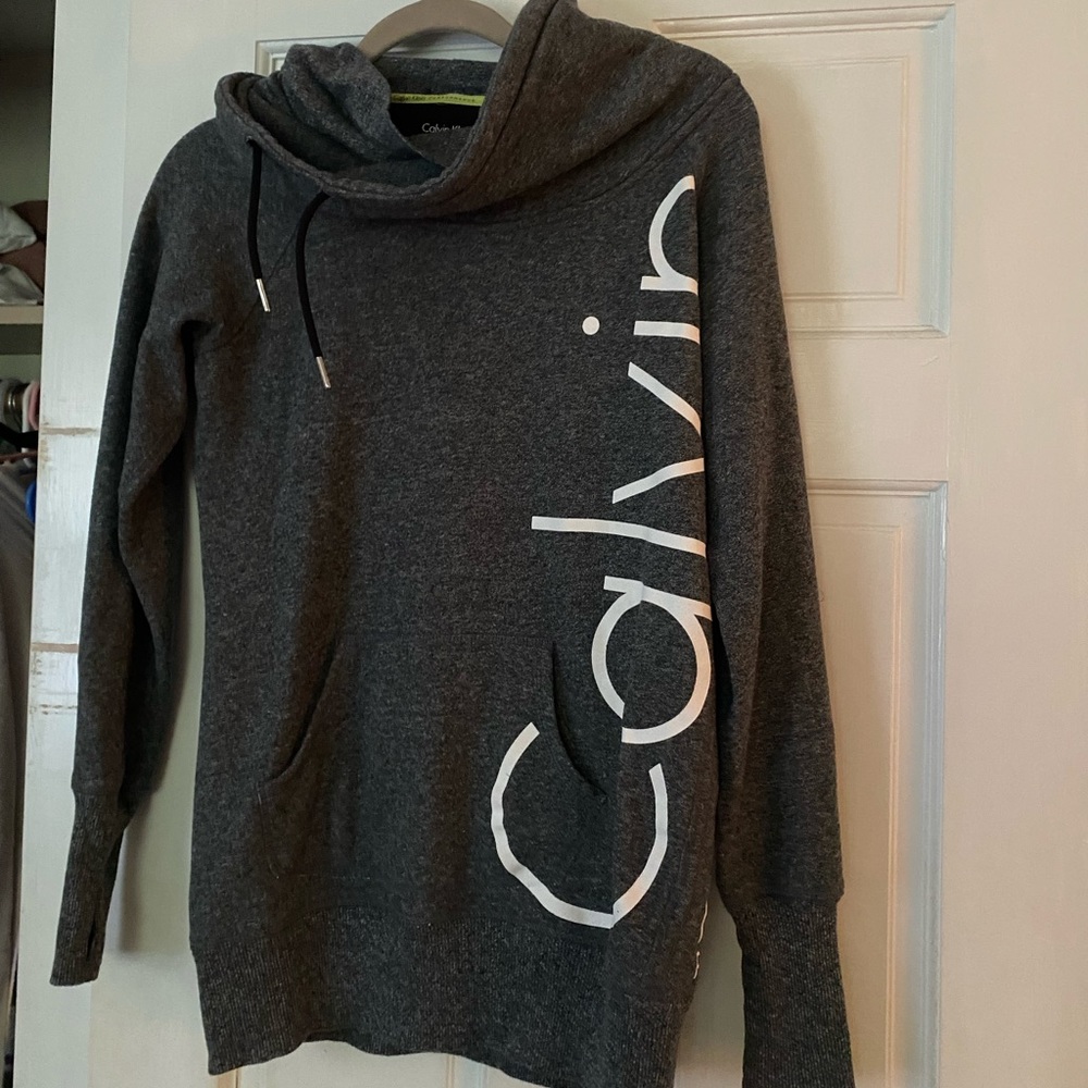 Quick Dry, Size Small Dark Grey, hooded Calvin Klein performance sweatshirt